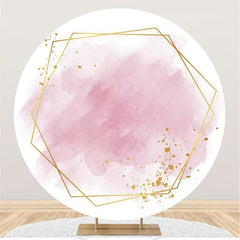 Lofaris Pink And Golden Themed Round Happy Birthday Backdrop