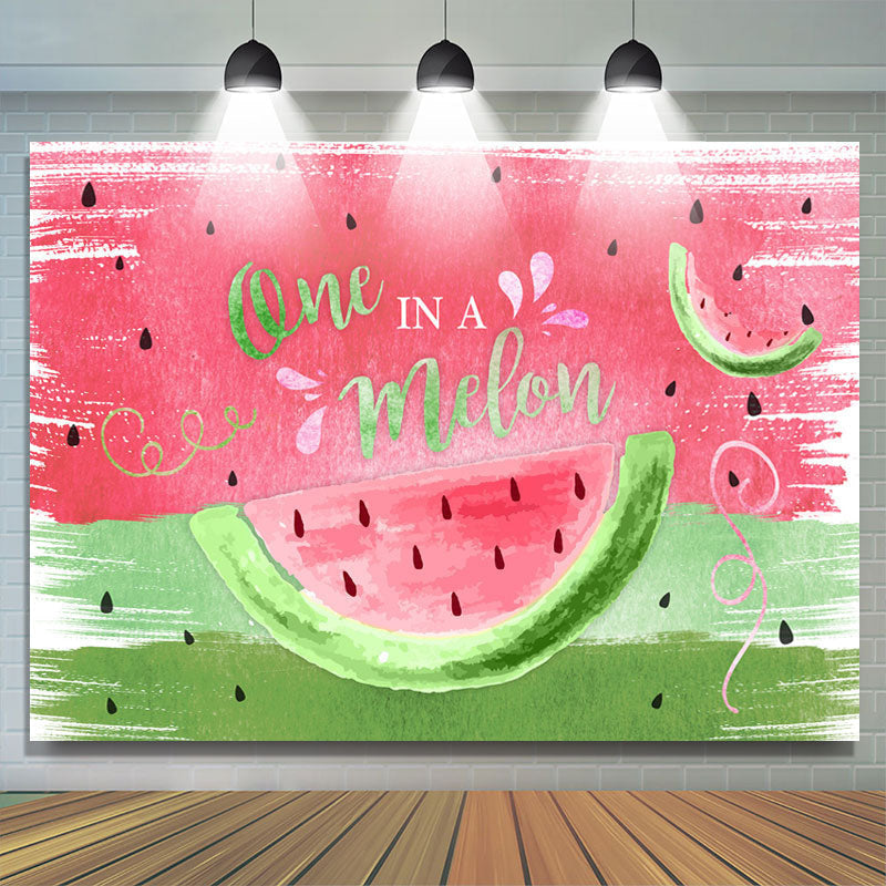 Lofaris Pink And Green One In A Melon Happy Birthday Backdrop