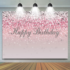 Lofaris Pink and Silver Bokeh Happy Birthday Backdrop for Girl