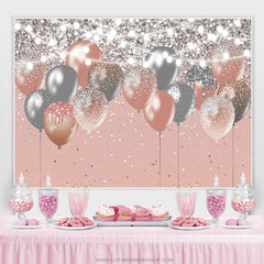 Lofaris Pink And Silver Bokeh Glitter Balloons Birthday Backdrop