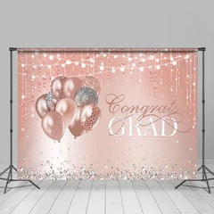 Lofaris Pink And Silver Diamond Ballons Congrats Grad Backdrop