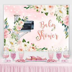 Lofaris Pink and White Floral Postbox Baby Shower Backdrop