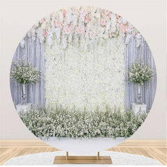 Lofaris Pink And White Flower Circle Happy Birthday Backdrop