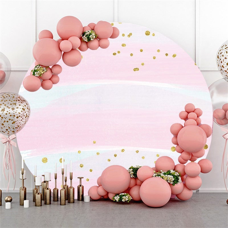 Lofaris Pink And White Glitter Circle Happy Birthday Backdrop