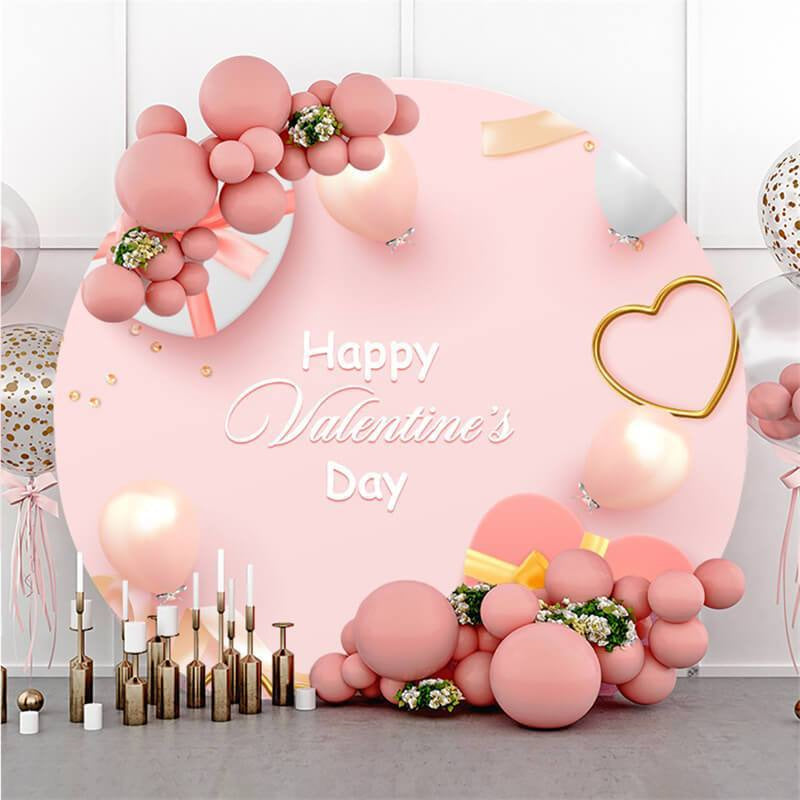 Lofaris Pink Ballons and Love Round Happy Valentines Backdrop