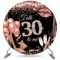 Lofaris Pink Balloons Glitter Heels Round 30th Birthday Backdrop