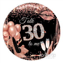 Lofaris Pink Balloons Glitter Heels Round 30th Birthday Backdrop