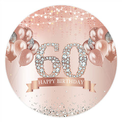 Lofaris Pink Balloons Sliver Diamonds Round 60th Birthday Backdrop