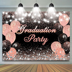 Lofaris Pink Black Balloon Lights Graduation Party Backdrop