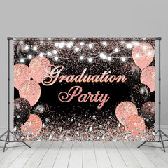 Lofaris Pink Black Balloon Lights Graduation Party Backdrop