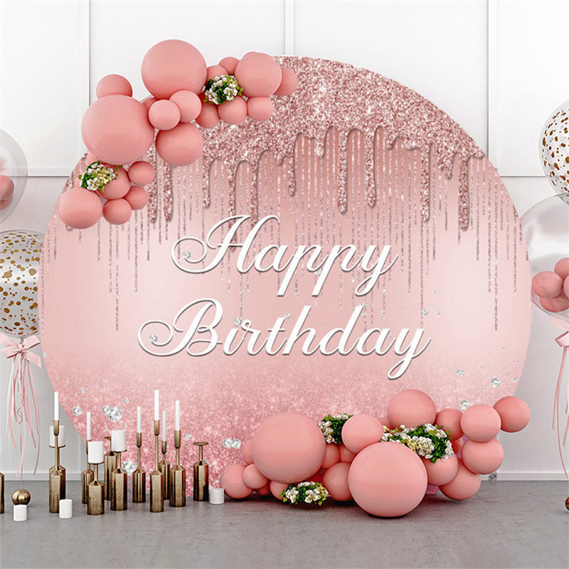 Lofaris Pink Bokeh Glitter Diamonds Happy Birthday Backdrop