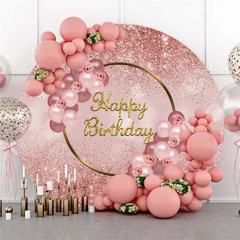 Lofaris Pink Bokeh Glitter Round Backdrop For Happy Birthday