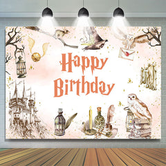 Lofaris Pink Candle Eagles Castle Happy Birthday Backdrop