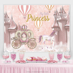 Lofaris Pink Castle Pumpkin Carriage Girls Baby Shower Backdrop