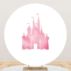 Lofaris Pink Castle White Round Backdrop For Girls Birthday