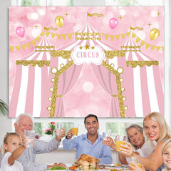 Lofaris Pink Circus Balloons Happy Birthday Backdrop For Girl