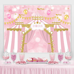 Lofaris Pink Circus Balloons Happy Birthday Backdrop For Girl