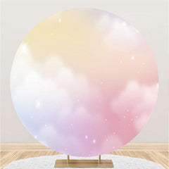 Lofaris Pink Cloud Light Round Baby Shower Backdrop For Girl