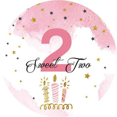 Lofaris Pink Clound And Star 2nd Sweet Round Birthday Backdrop