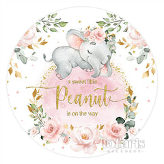 Lofaris Pink Elephant Flowers Cute Round Baby Shower Backdrop