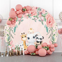 Lofaris Pink Floral And Animal Baby Shower For Circle Backdrop