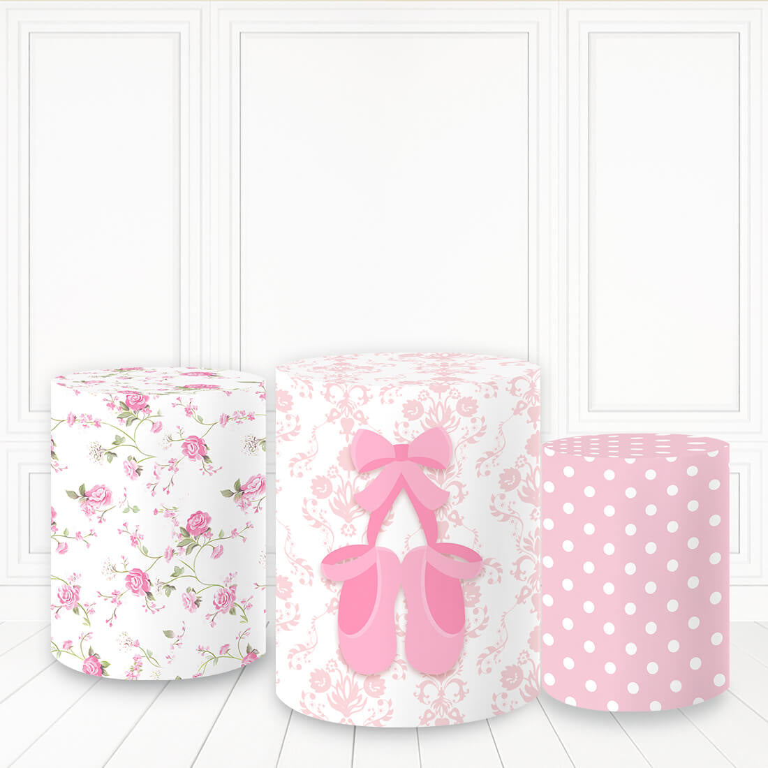 Lofaris Pink Floral And Dancing Shoes Plinth Cover Birthday Pillar