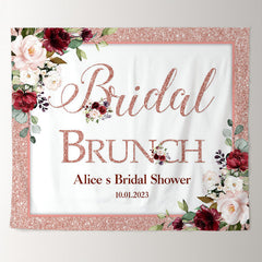 Lofaris Pink Floral And Glitter Bridal Brunch Shower Backdrop