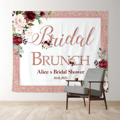 Lofaris Pink Floral And Glitter Bridal Brunch Shower Backdrop