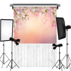 Lofaris Pink Floral And White Wood Birthday Backdrop For Girl