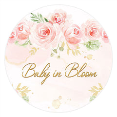 Lofaris Pink Floral Baby In Bloom Shower Round Backdrop