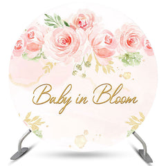 Lofaris Pink Floral Baby In Bloom Shower Round Backdrop