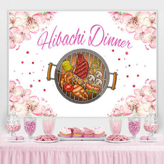 Lofaris Pink Floral Hibachi Dinner Themed Birthday Backdrop