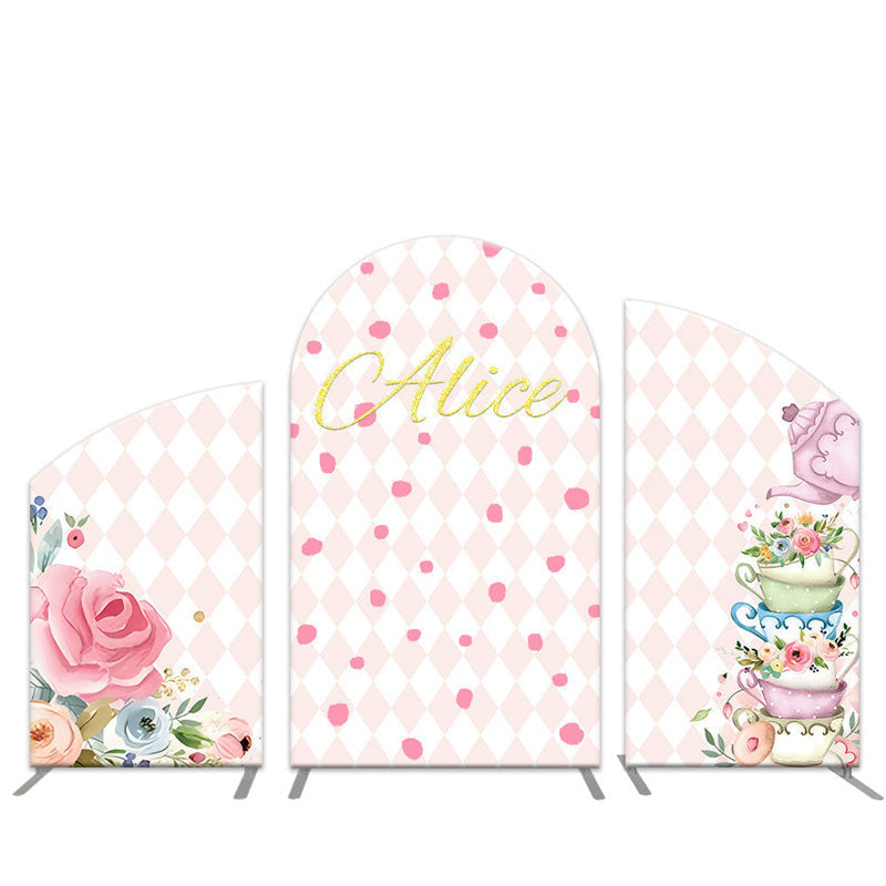 Lofaris Pink Floral Kitchenware Birthday Arch Backdrop Kit