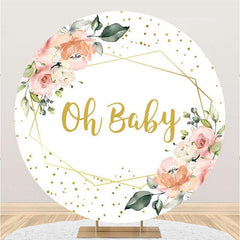 Lofaris Pink Floral Oh Baby Round Backdrop For Shower