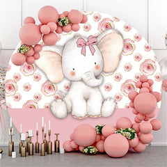 Lofaris Pink Flower And Elephant Circle Backdrop For Girls