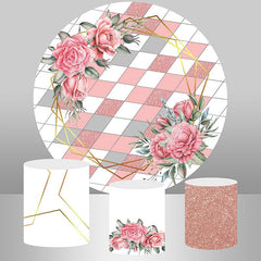 Lofaris Pink Flower Diamond Circle Happy Birthday Backdrop