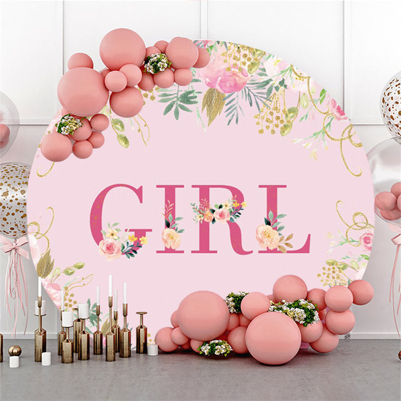 Lofaris Pink Flower Theme Baby Shower Circle Backdrop For Party