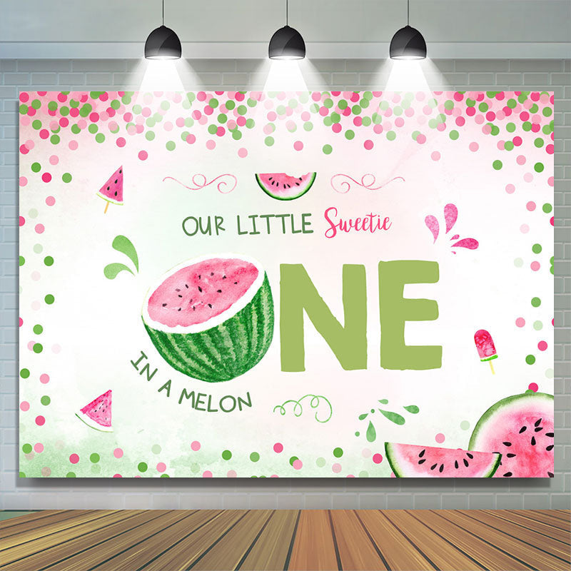 Lofaris Little Sweetie One Watermelon 1st Birthday Backdrop