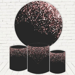 Lofaris Pink Glitter Bokeh Round Black Birthday Backdrop Kit