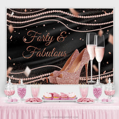 Lofaris Pink Glitter Heels And Black Birthday Party Backdrop