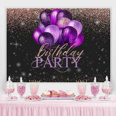 Lofaris Pink Glitter Purple Balloons Happy Birthday Backdrop