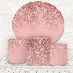 Lofaris Pink Glitter Round Happy Birthday Party Backdrop Kit