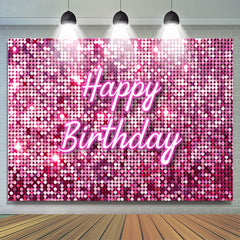 Lofaris Pink Glitter Sequins Happy Birthday dance backdrop