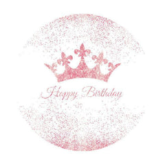 Lofaris Pink Glitter White Round Birthday Backdrop For Girl