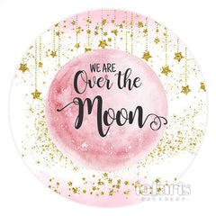 Lofaris Pink Golden We Are Over The Moon Lovely Round Backdrop