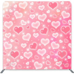 Lofaris Pink Heart Glitter Double-Sided Backdrop for Birthday