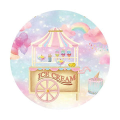 Lofaris Pink Ice Cream Round Happy Birthday Backdrop For Girl