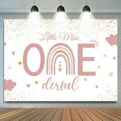 Lofaris Pink Little Miss One Derful Glitter Birthday Backdrop