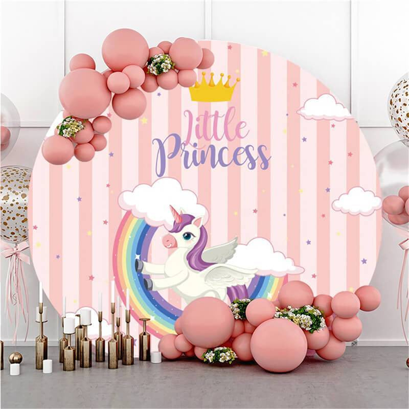 Lofaris Pink Little Princess Custom Circle Baby Shower Backdrop