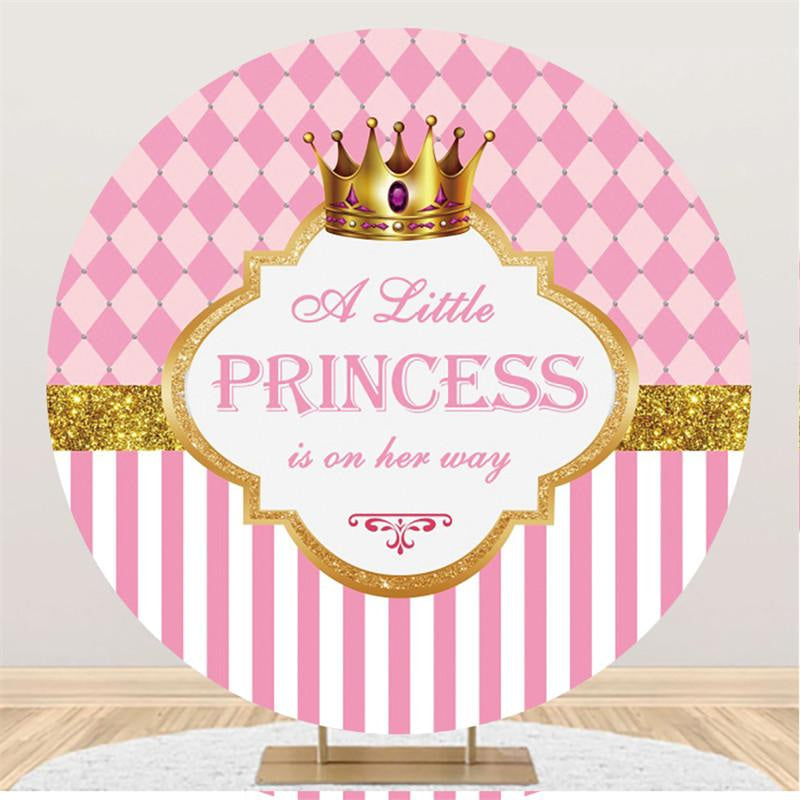 Lofaris Pink Little Princess Round Girls Baby Shower Backdrop